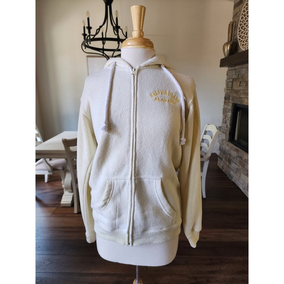 Dauphin Island Alabama Full Zip Hoodie Sweatshirt Butter Yellow Small - Picture 3 of 9